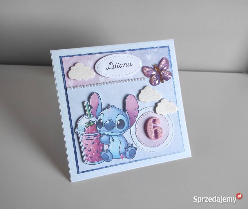 Kartka ręcznie robiona na urodziny Stich 2