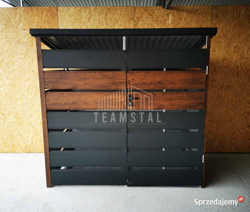 Wiata śmietnikowa spad tył 2x06m Antracyt drewno Dąbrowa Górnicza