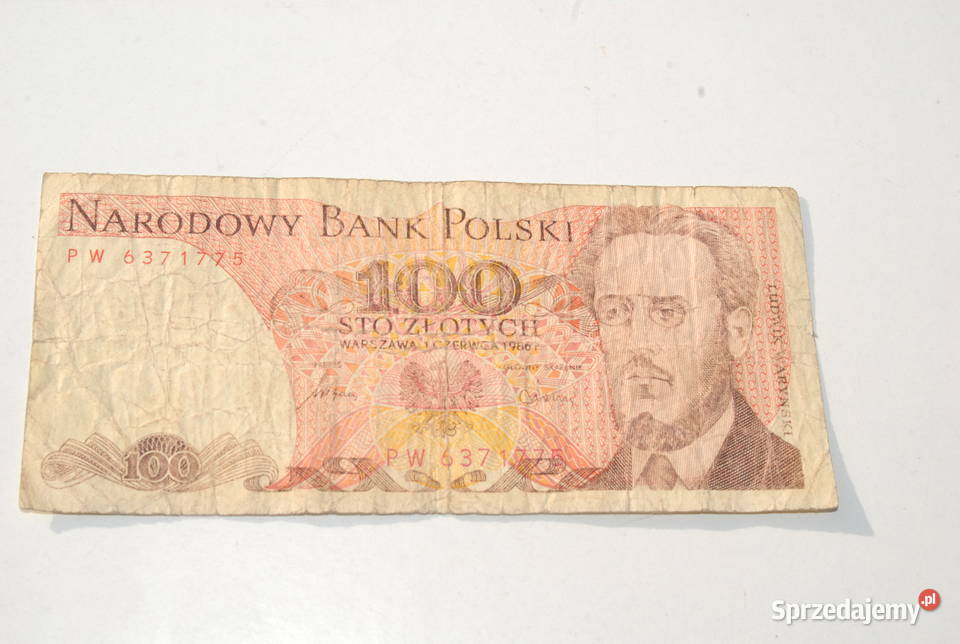 Stary banknot 100 złotych Waryński 1986 antyk Cieszyn