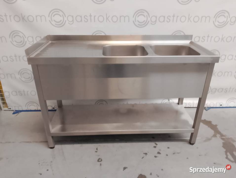Stół z 2 zlewami z półką 130x50x85 dolnośląskie Wrocław