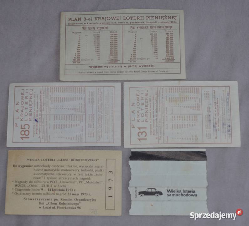 Zestaw losów loteryjnych 5 Płock