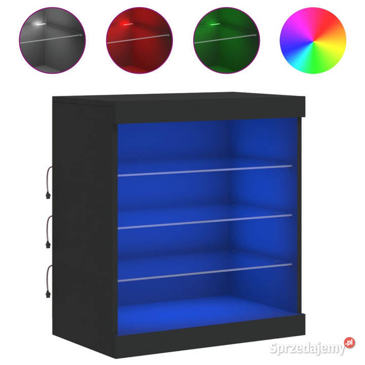 Szafka z oświetleniem LED czarna 605x37x67