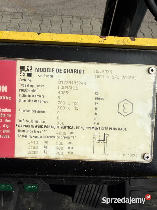 wózek widłowy LPG HYSTER H250XM 2500 Triplex Działoszyn