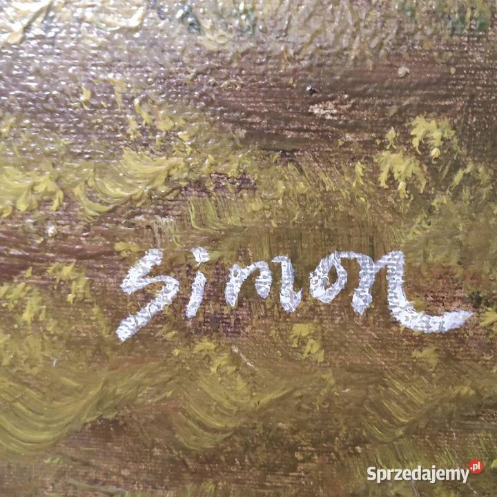 vintage obraz olejny na płótnie pejzaż górski Malarstwo Piła