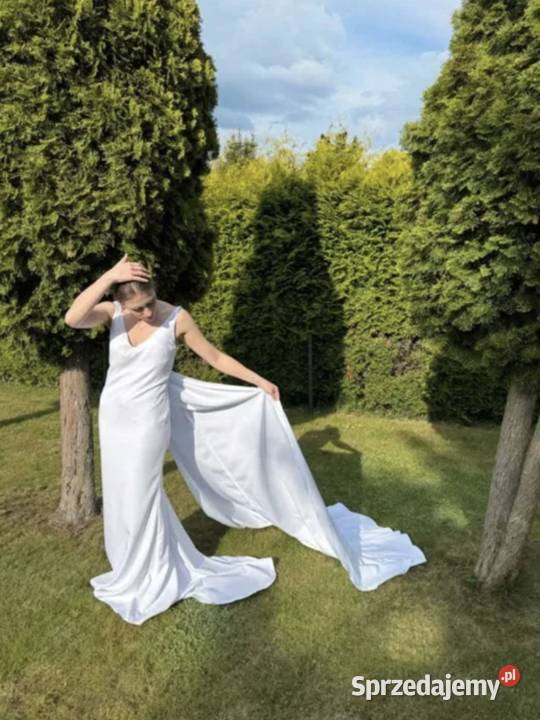 Elegancka suknia ślubna z dopinanym trenem NOWA 88cm Olsztyn