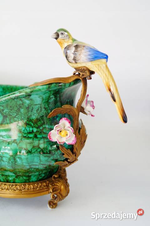 Ogromna porcelanowa patera porcelana brąz Antyki Gizałki
