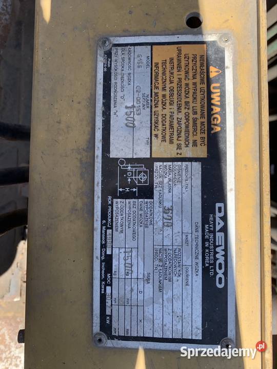 Wózek widłowy daewoo g15 Inowrocław sprzedam