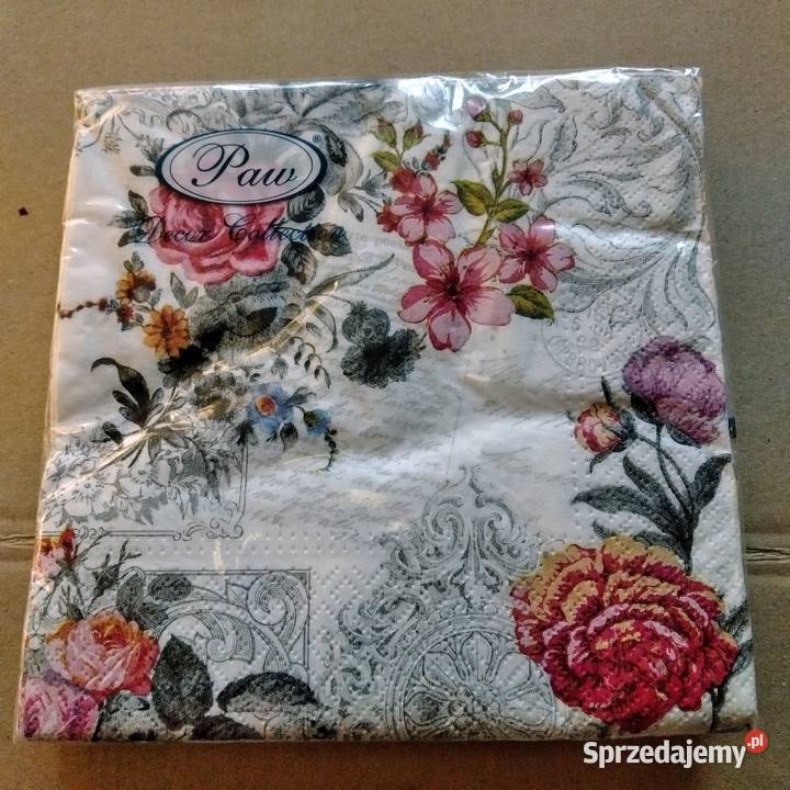Serwetki PAW piwonie kwiaty róże 20 sztuk