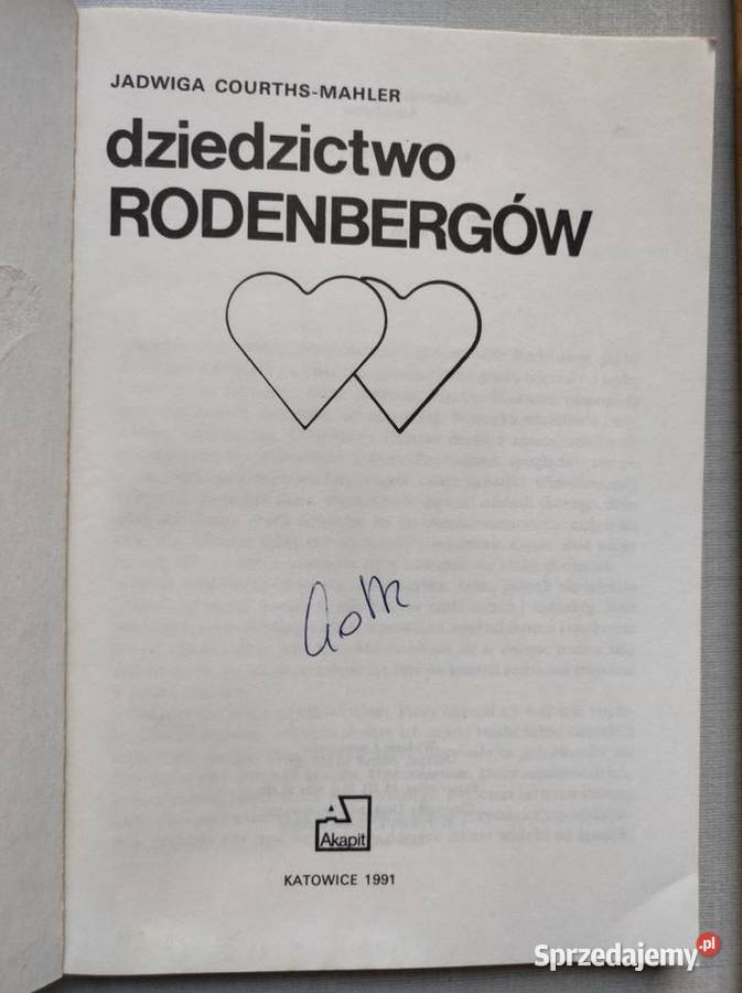 Dziedzictwo Rodenbergów Jadwiga CourthsMahler Rok wydania 0 świętokrzyskie sprzedam