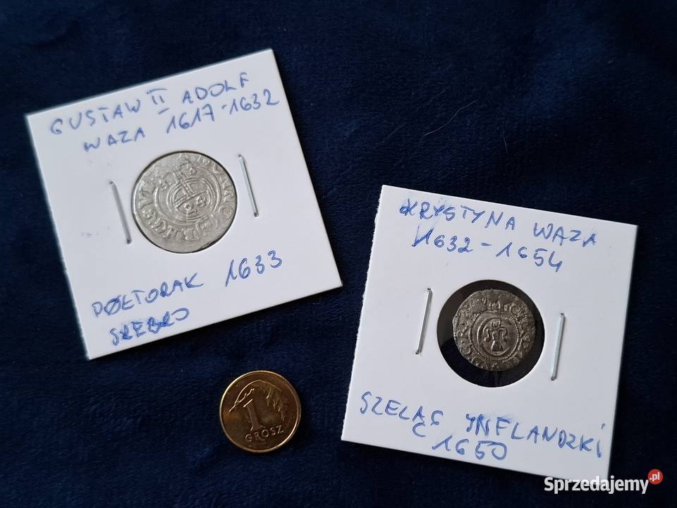 2 x monety władców szwedzkich z dynastii Wazów Wejherowo