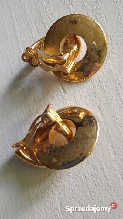 ZŁOCONE KLIPSY Z PORCELANĄ W KOLORZE INDYGO Piła