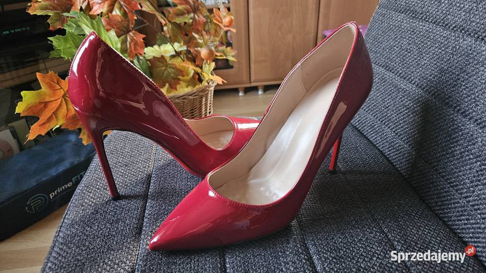 Szpilki 43 czerwone wysokie lakierki nowe skóra ekologiczna Szczecin sprzedam