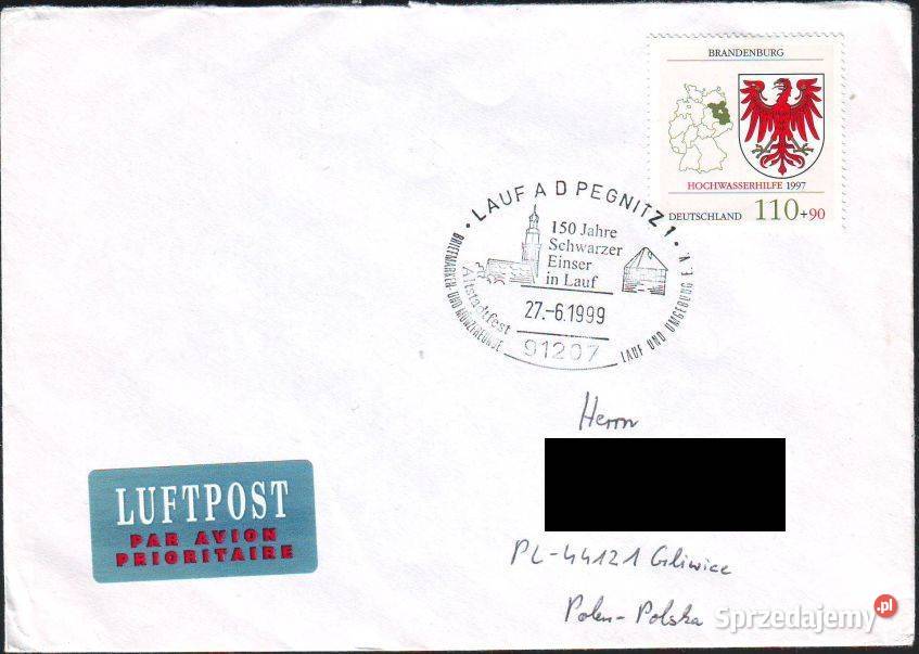 Kop z koresp Filat RFN Polska 1997 Gliwice