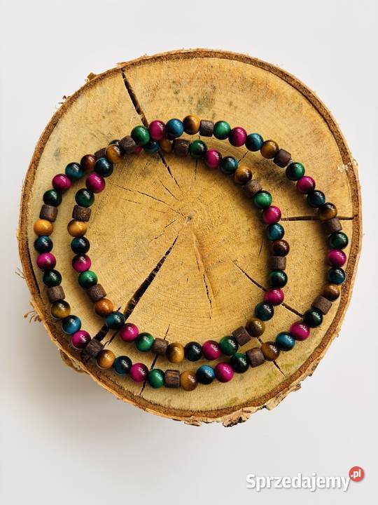 Korale naszyjnik z ceramiki i drewna sprzedam