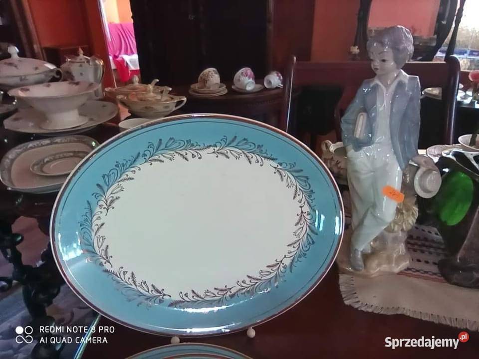 Serwis obiadowy 6 osób Błękitno złoty Elegancki Gdańsk