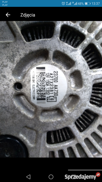 Alternator SUBARU MITSUBISHI 23700 AA730 mazowieckie