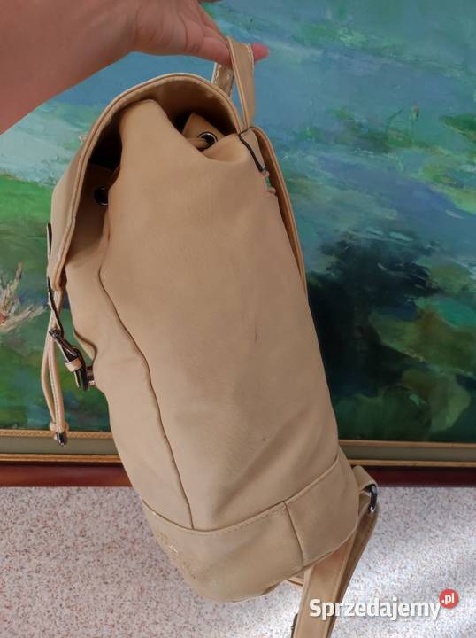 plecak sportowy miejski ze skóry beżowy nude Moda i Styl świętokrzyskie Kielce