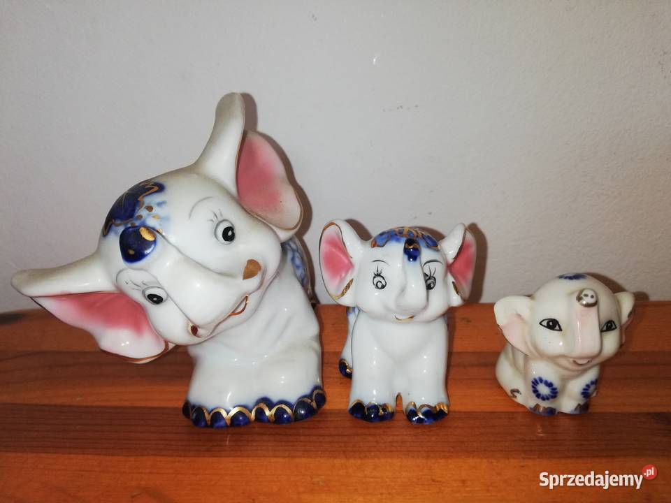 Stare porcelanowe słoniki Kolekcja Warszawa