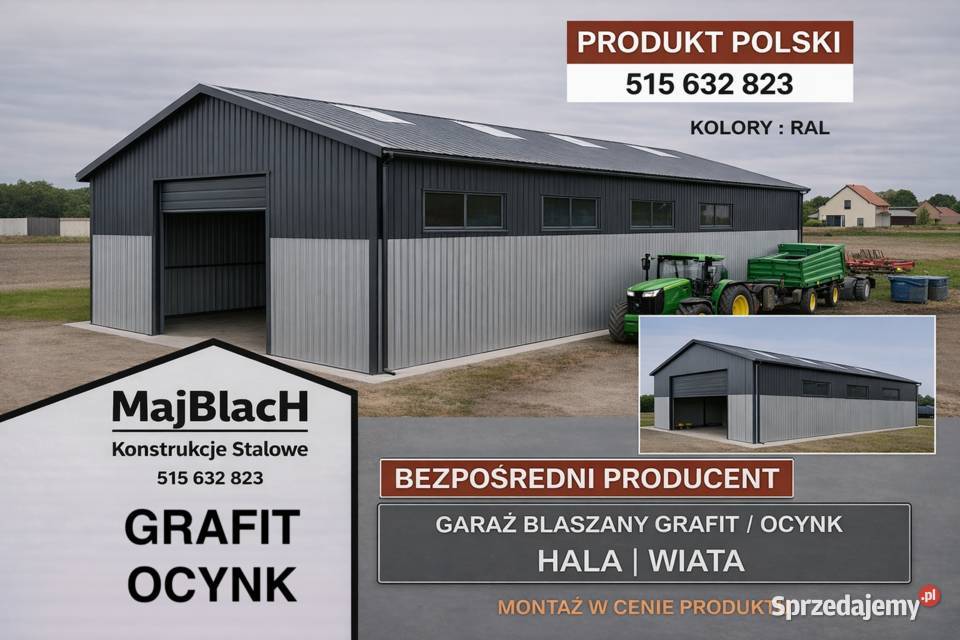 GRAFITOWY Garaż Blaszany BlaszakMagazyn SZYBKI śląskie Tarnowskie Góry