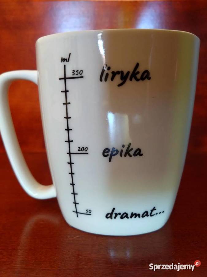 Liryka Epika Dramat kubek biały z uchem Warszawa