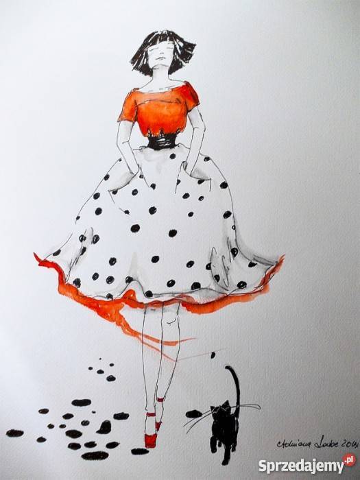 Akwarela i piórko Ja i mój koci druh artystki A