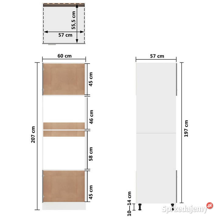 Szafka na mikrofalówkę biała 60x57x207 WM802546 mazowieckie Warszawa