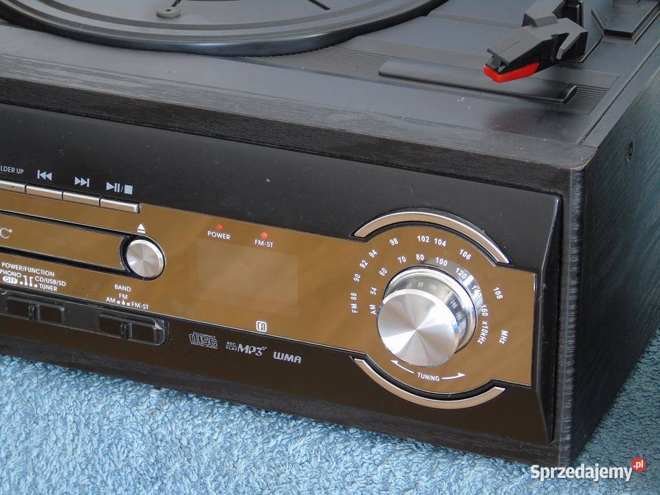 Gramofon z radiem USB SD mp3 CD pilot i głośniki Gramofony Jasło