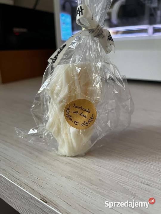 Świeca aniołek skrzydła biała Handmade prezent Radzyń Podlaski