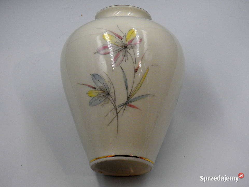 Piękny porcelanowy kremowy wazon sygnowany Inowrocław