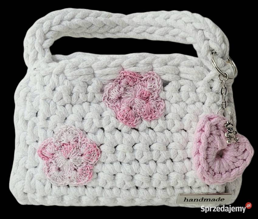 Torebeczka dziewczynki ręcznie wykonana biały Torby i torebki Krzywaczka