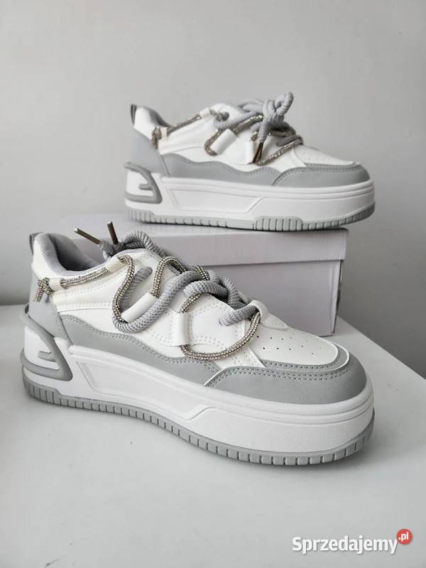 Nowe damskie sneakersy w kolorze biało szarym pomorskie Wejherowo