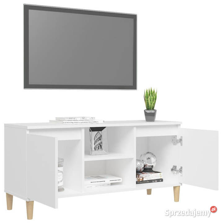 Szafka TV z drewnianymi nóżkami biała 1035x35x50 Warszawa