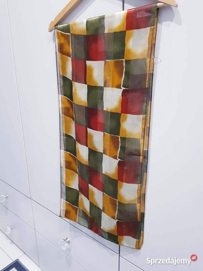 Długi lekki damski szal chusta w kratkę Dąbrowa Górnicza