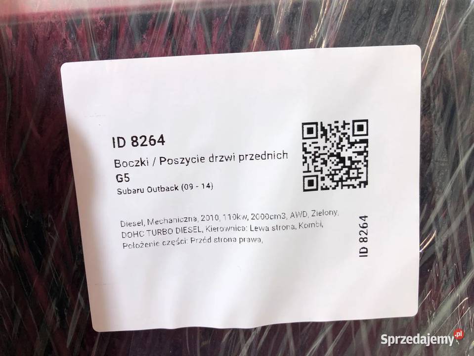 SUBARU OUTBACK IV 4 BR 20092014 BOCZEK TAPICERKA osobowe
