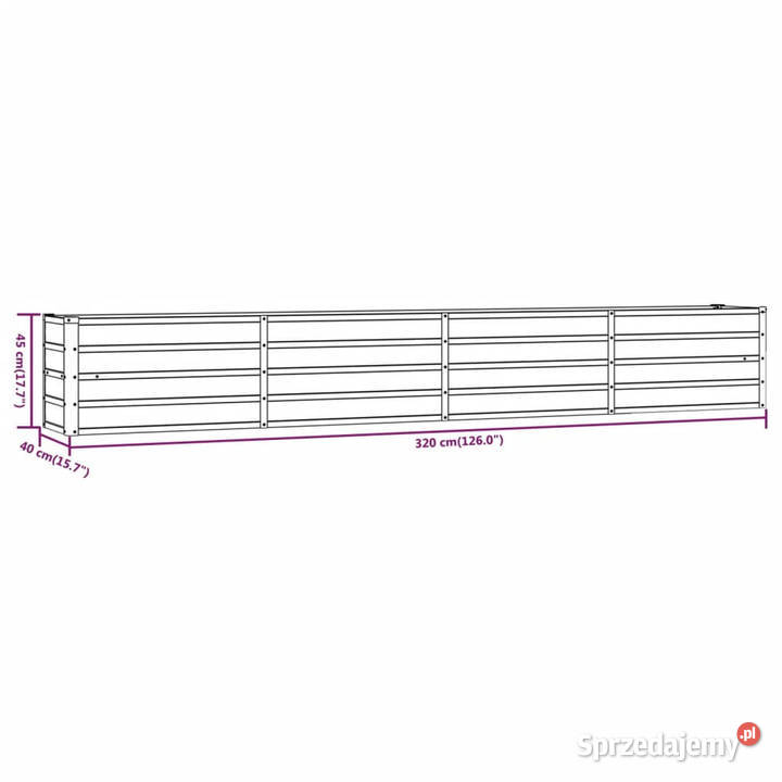 Podwyższona donica rdzawa 320x40x45 stal mazowieckie Warszawa