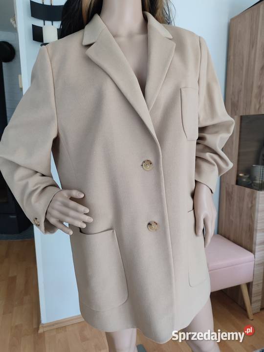 Marynarka damska 4244 kaszmir wełna elegancka i brązowy/beżowy