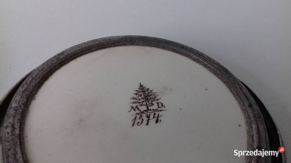 Dwa stare podstawki sygnowane Warszawa