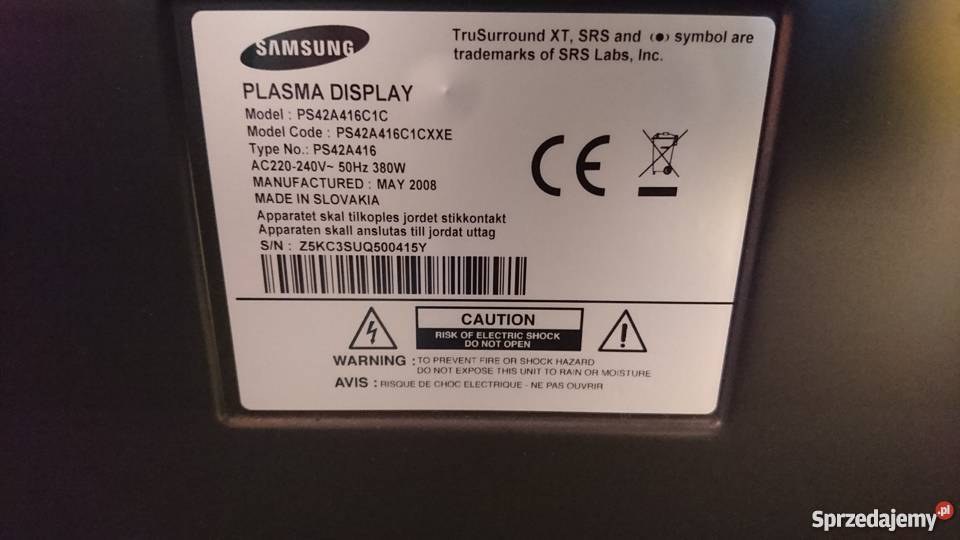 TV SAMSUNG 42A416C1C 42cale uszkodzona taśma Telewizory Zebrzydowice