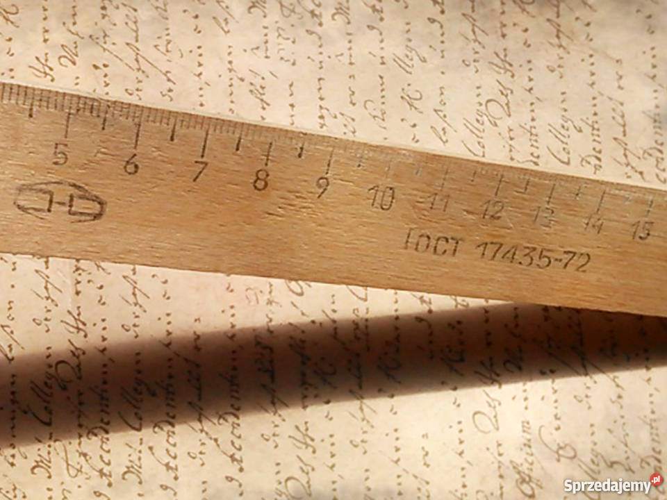 Stara drewniana rosyjska linijka 20 vintage Lublin sprzedam