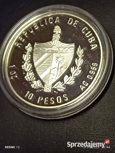 SREBRO Wizyta Fidela Castro w Watykanie 10 pesos mazowieckie Warszawa