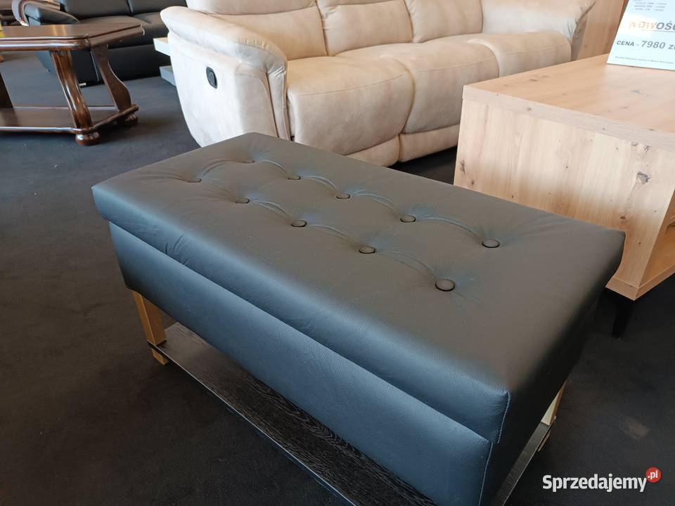 Nowa Pufa 90x45 SKÓRA NATURALNA pojemnik OUTLET Olesno