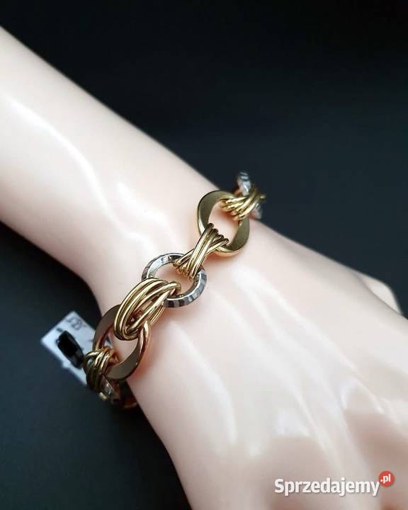 OKAZAŁA ZŁOTA BRANSOLETKA TRZY KOLORY ZŁOTA Kołobrzeg