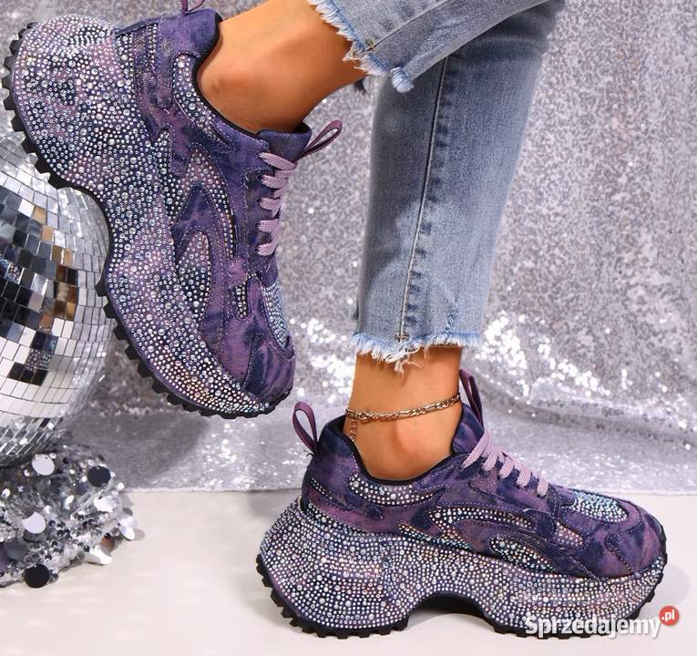 Sneakersy na platformie z dżetami 3 kolory Świdnica