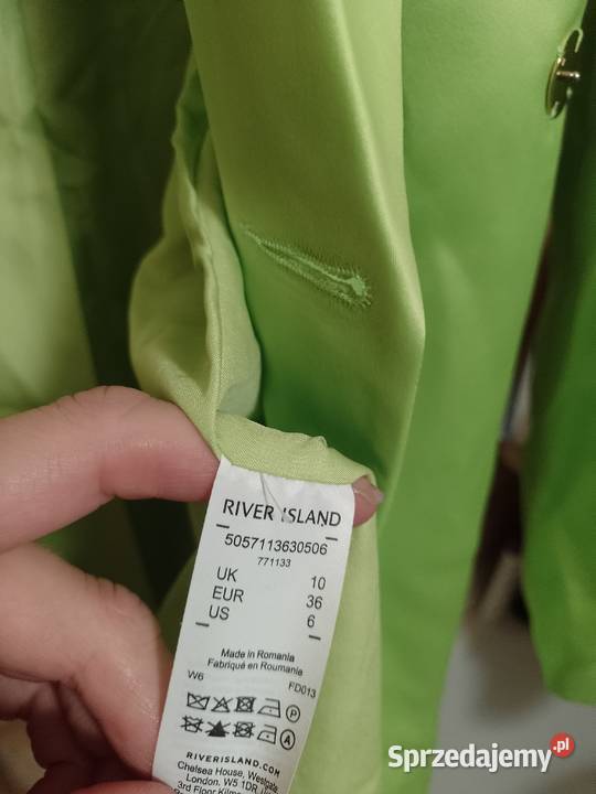 36S RIVER ISLAND Zielona marynarka z wiązaniem z Kraków sprzedam