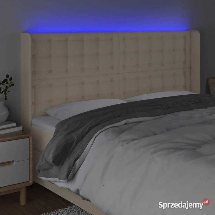 Zagłówek do łóżka z LED kremowy 163x16x118128 Warszawa