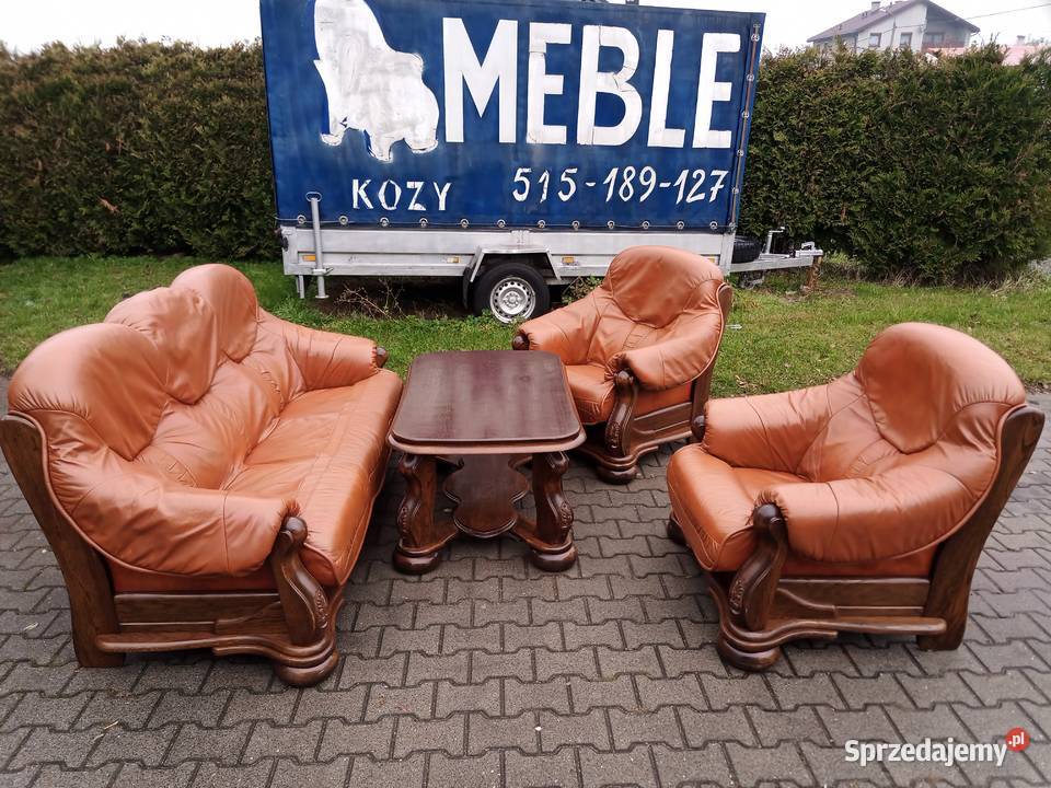 Komplet Wypoczynkowy KLER 3 1 1 i Ława Dąb skóra Kozy sprzedam