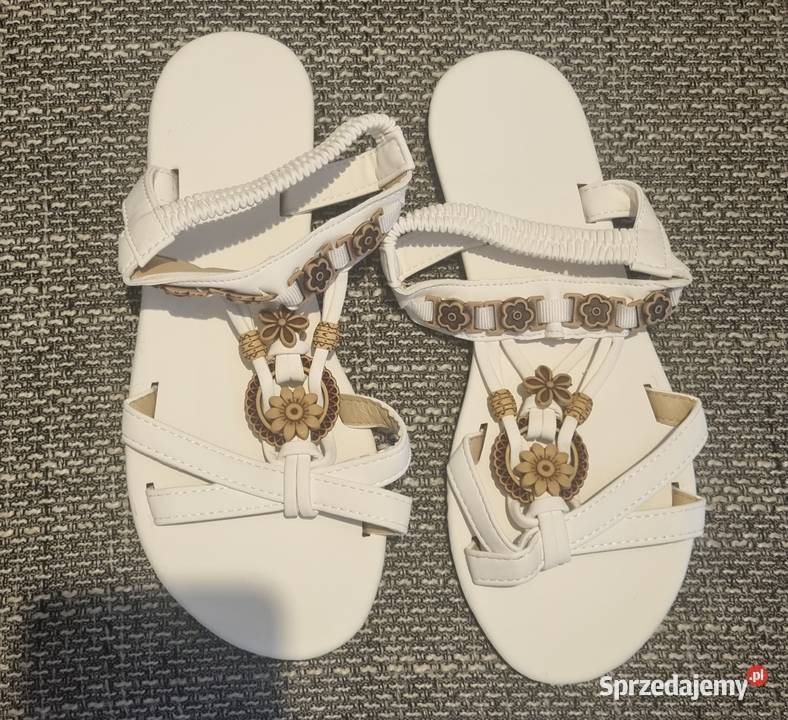 Białe Sandały w stylu Boho 23.5cm warmińsko-mazurskie Rybno sprzedam