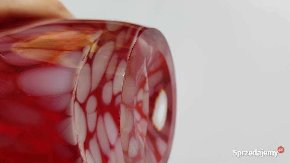 Stary szklany wazon Chusta kolorowe szkło Dąbrowa Górnicza