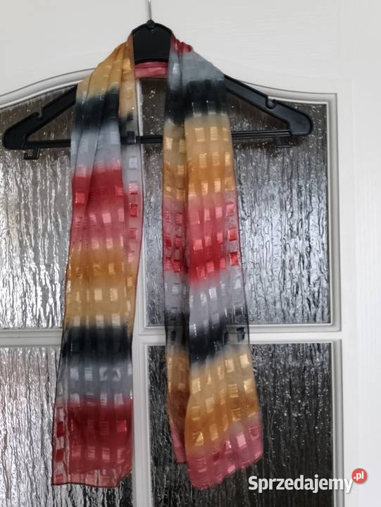SZALIK wielobarwny delikatny szal połyskujący dł