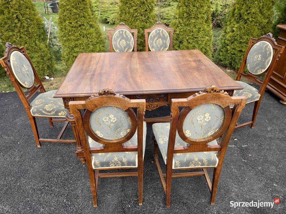 Komplet 6 pięknych orzechowych krzeseł 9288 Szczecin sprzedam